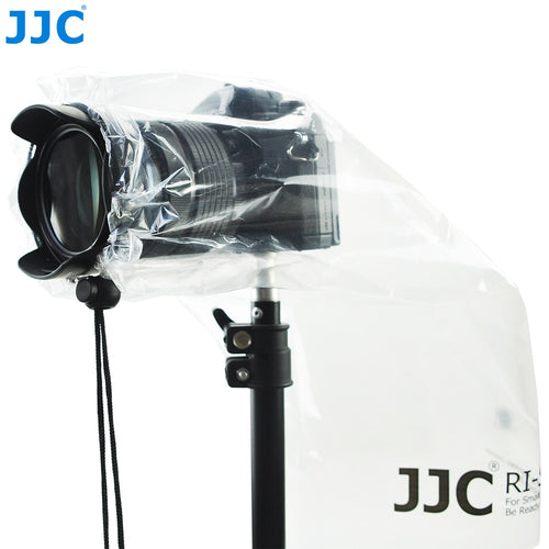 JJC 2PCS DSLR Lens Rain Cover Protector Mirrorless Cameras Raincoat for Canon Nikon Sony Fuji Panasonic Leica See-through Bag