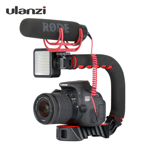Ulanzi U-Grip Pro Triple Shoe Mount Video Stabilizer Handle Video Grip Camera Phone Video Rig Kit for Nikon Canon iPhone X 8 7